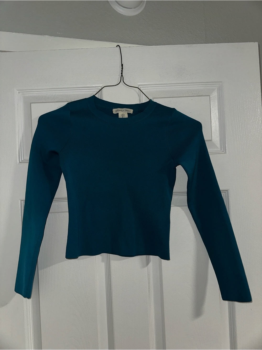 Teal Long-Sleeve Crewneck Top